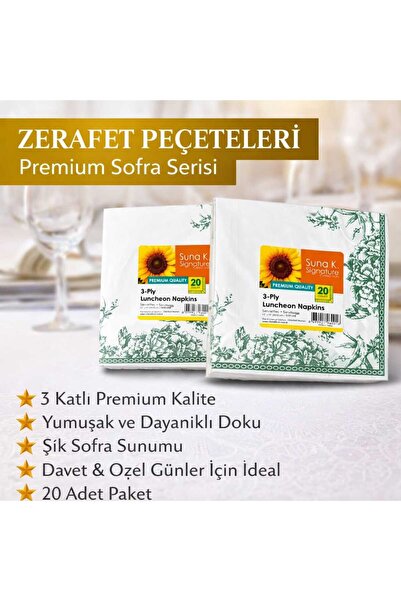CKM silikon Suna K Signature Collection – Premium Desenli Peçete Yeşil