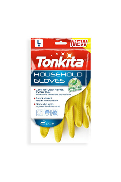 Tonkita قفازات لاتكس منزلية (كبيرة) – قفازات تنظيف قابلة لإعادة الاستخدام مان...