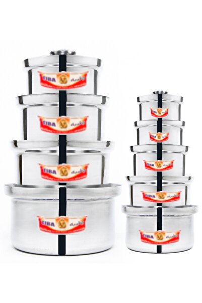 tiba 8-piece aluminum cookware set, sizes 1/1.5/3/4.5/6/7.5/9.5/13 liters