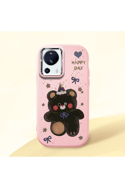 Hontinga حافظة هاتف من السيليكون الناعم باللون الوردي متوافقة مع كاميرا Mi 13...