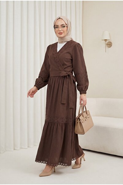 HİJABAYA Σετ με δαντέλα με λεπτομέρειες, δεμένο με κορδόνι, ελαστικό μανίκι κ...