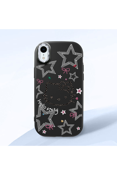 Hontinga iPhone XR Uyumlu Hello Kitty Desenli Kamera Korumalı Siyah Yumuşak S...