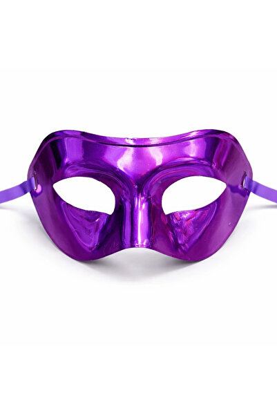 OEM Metallic shiny party mask purple color 16x7 cm