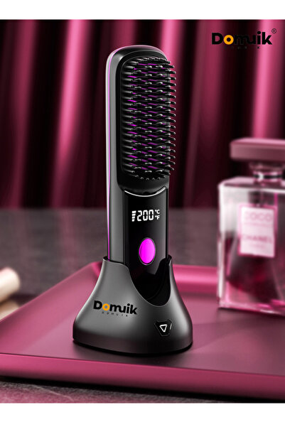 Domuik Cordless Hair Straightener Brush Portable on The go Comb for Travel US...