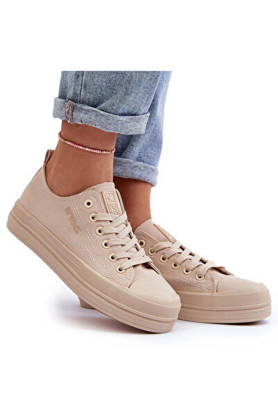 Evento Women's Beige Fabric Sneakers Staneva 39