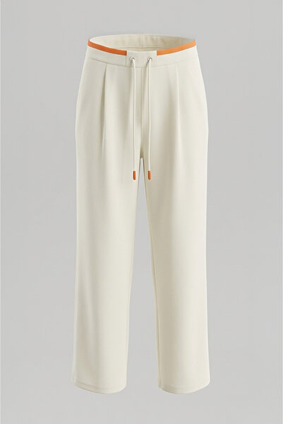 Kayra Γυναικείο παντελόνι με τσέπες και πορτοκαλί λεπτομέρειες - Εκρού
