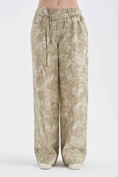 tw3 Γυναικείο παντελόνι Με λεπτομέρεια ζώνης Με φόδρα Design Φαρδιά μπατζάκια