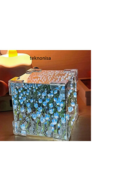 teknonisa sonsuz renkli ayna Renkli yansımalı aynalı küp masa lambası, kendin...