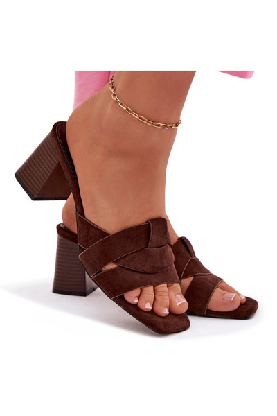 BOTO Pantofi toc bloc și cu curele Eko Piele întoarsă Chocolate Corivelle, 41