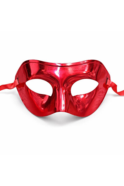 Lisinya قناع حفلات معدني لامع باللون الأحمر مقاس 16x7 سم - TYGOO