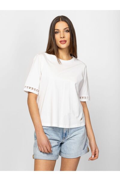 Heavy Tools Tricou cu mânecă scurtă pentru femei, BLEUMARIN ECRU M