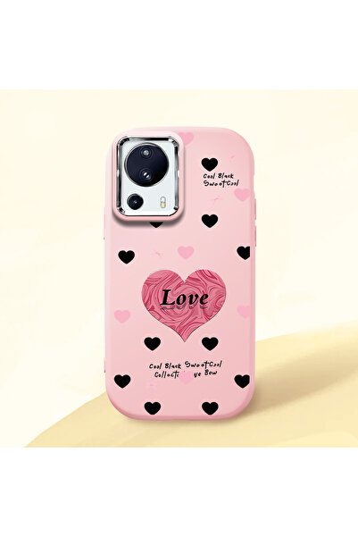 Hontinga حافظة هاتف من السيليكون الناعم باللون الوردي متوافقة مع كاميرا Mi 13...