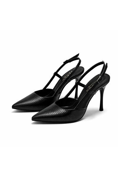 PATRON SHOES حذاء نسائي بكعب 10 سم حذاء بكعب رفيع بمقدمة مدببة H جلد أصلي أنيق