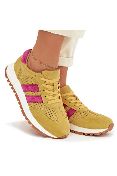 Evento Women's Sneakers Made of Genuine Suede Yellow Marceline 41