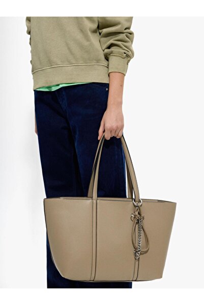 PARFOIS Kadın Charm'lı Dokulu Shopper Çanta