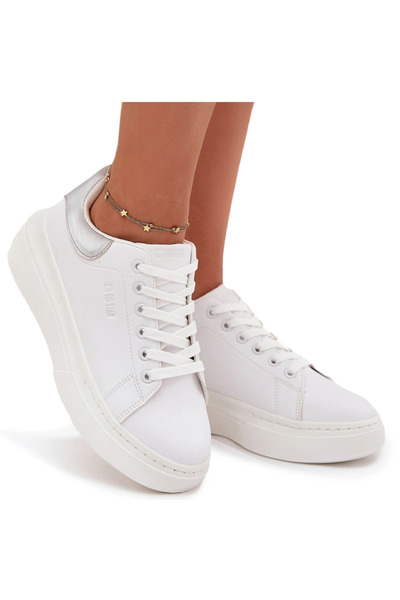 Big Star Shoes Sneakerși cu platformă pentru femei Big Star SS274245 Alb-Argi...