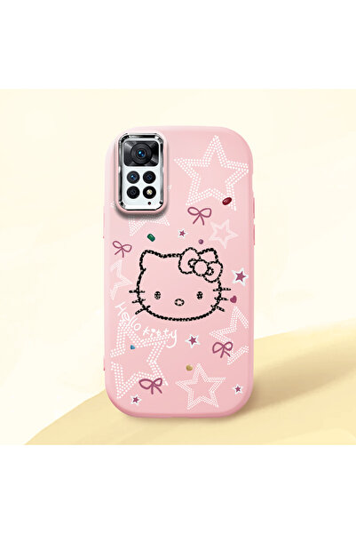 Hontinga Redmi Note 11 Pro Uyumlu Hello Kitty Desenli Kamera Korumalı Pembe Y...
