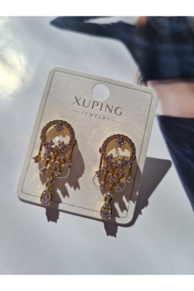 XUPING JEWELRY Özel Seri Zirkon Taşlı Sallantılı Halka Küpe
