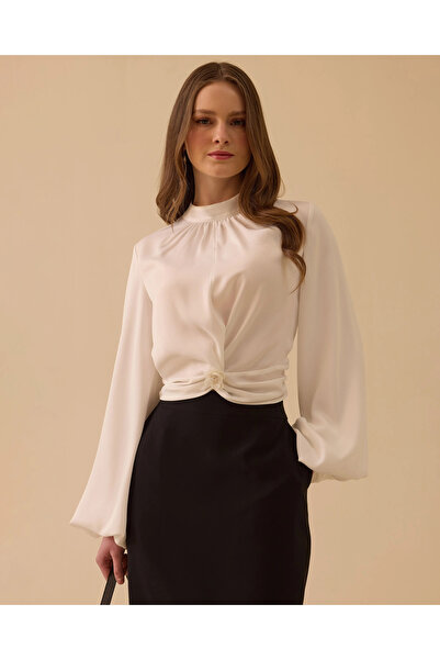 SEÇİL Bel Büzgülü Balon Kol Bluz
