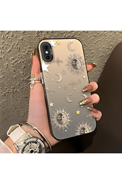 CASEVIBE iPhone XS Max Uyumlu Altın Tonlu Yıldız Desenli Akrilik Malzemeli Te...