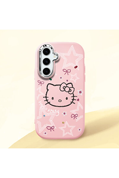 Hontinga Samsung Galaxy S24 FE Uyumlu Hello Kitty Kamera Korumalı Pembe Yumuş...