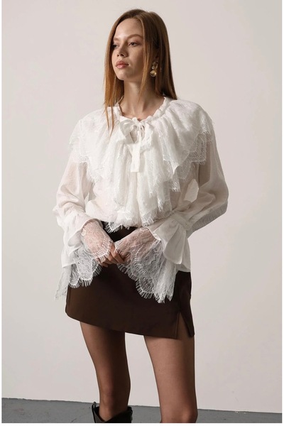 DEMORA Official Dantelli Fransız gömlek