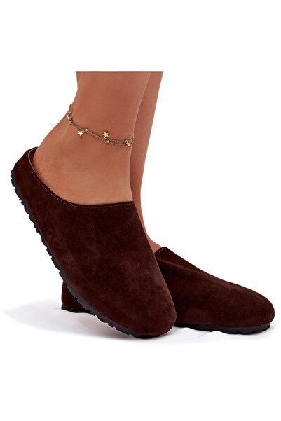 BOTO Papuci de damă din piele întoarsă Chocolate Kalvess 38