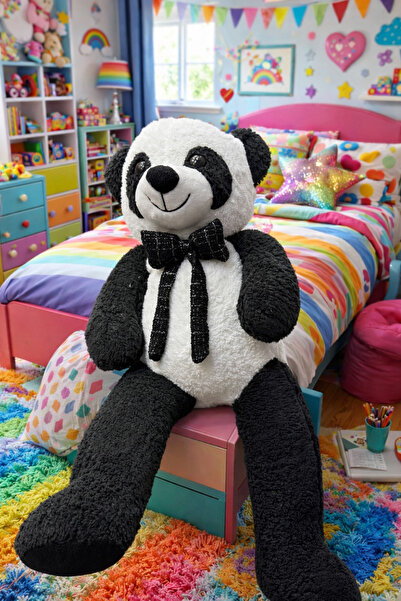 BİLGİ K K 95 cm Plush Panda Toy Ultra Soft Big Size Pouf Pouf Cute Panda Cudd...
