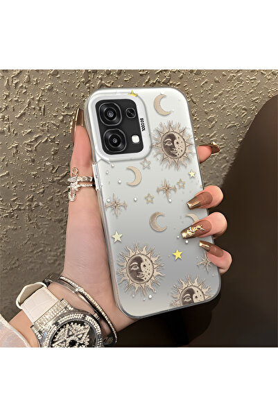 CASEVIBE Oppo A6 Pro 4G/5G Uyumlu Altın Tonlu Yıldız Desenli Akrilik Malzemel...