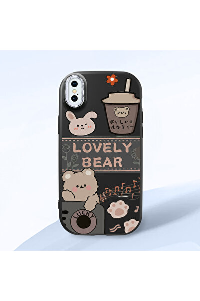 Hontinga iPhone XS Compatible Camera Protected Black Soft Silicone Phone Case...