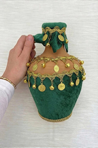 ZEYMERADE اختبار الحناء الأخضر، مخمل قطعة مزينة بالذهب والترتر، مكعب الزفاف، ...