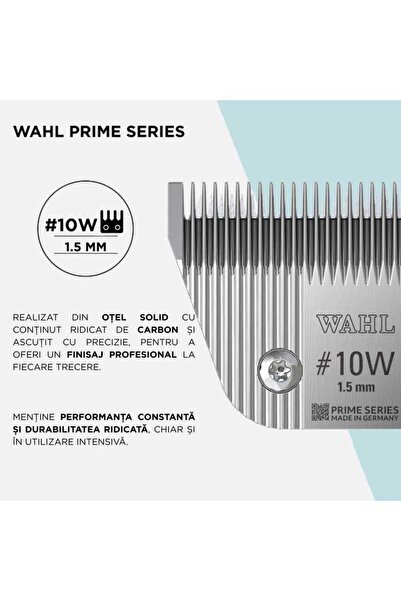 Wahl Lamă profesională lată de tuns pentru câini și pisici, Prime Series #10 Wide, 1,5 mm, oțel carbon