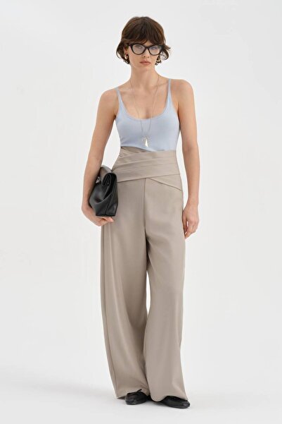 tw3 Women's Cross-Waist Buttoned Design Trousers