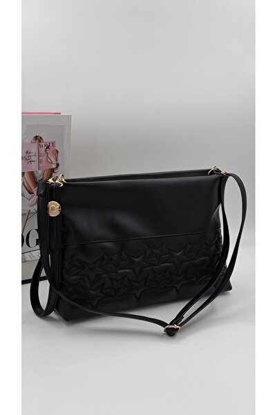 DMG Collection Starbag Yıldızlı Γυναικείο Πορτφόλιο Χειρός Τσάντα Μαύρο