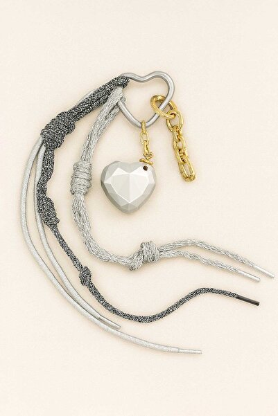 E MODA Curea de geantă de lux și breloc cu farmec geometric de inimă și lanț ...