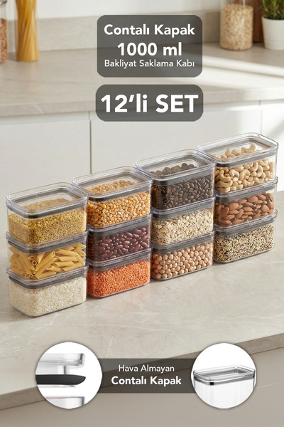 Meleni Home 12-Piece Pure Rectangular Storage Container - Airtight Transparen...