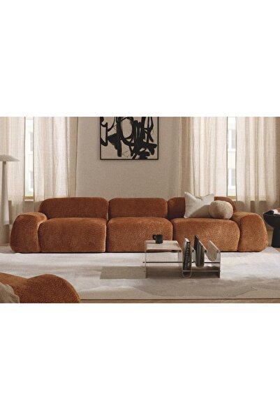 Vivense Roza Bukle Modüler Üçlü Koltuk, Turuncu