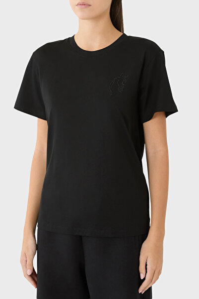 Emporio Armani Taş İşlemeli Pamuklu Jarse Slim Fit Bisiklet Yaka T Shirt T SH...