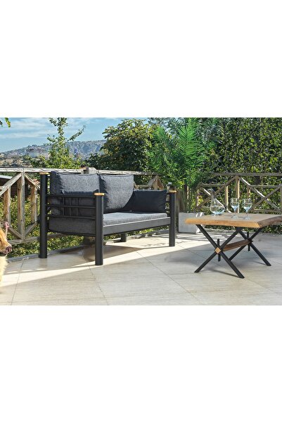 Vivense Kappis Metal Sofa Sedir İkili Koltuk, Antrasit, 70X140