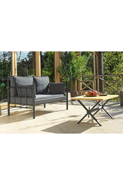 Vivense Lalas Metal Sofa Sedir İkili Koltuk, Antrasit, 70X140