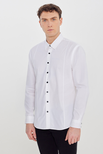 ALTINYILDIZ CLASSICS Men's White Slim Fit Slim Fit Classic Collar Shirt, Pack...