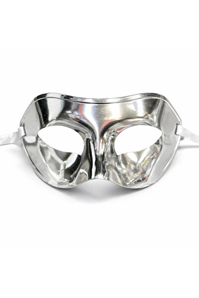ArkhenX Metallic shiny party mask silver color 16x7 cm