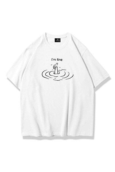 Trendiz Unisex I'm Fine Tshirt Beyaz