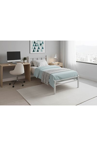 Vivense Titan Tek Kişilik Metal Karyola, Beyaz, 90X200