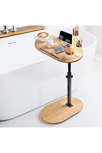 Arabest صينية حوض استحمام من بامبو قابلة لتعديل الارتفاع، صينية حمام قائمة بذ...