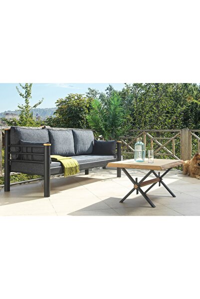 Vivense Kappis Metal Sofa Sedir Üçlü Koltuk, Antrasit, 70X200