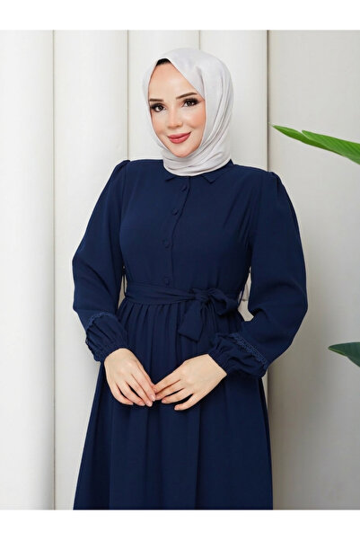 ESLEMNUR Dress || belted || shirt collar || fluffy
