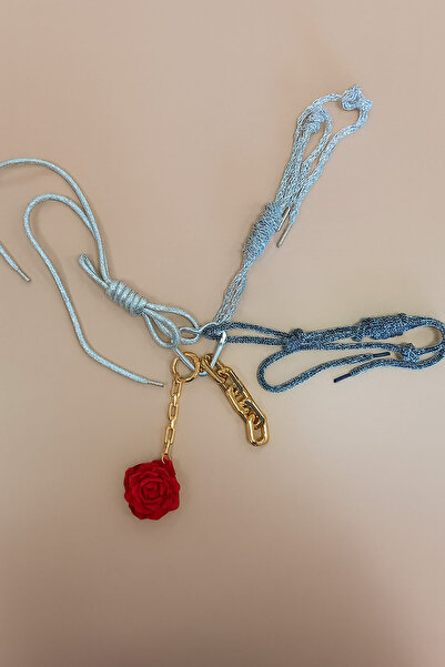 E MODA سلسلة مفاتيح على شكل وردة حمراء وحقيبة يد فاخرة مزينة بسلسلة ذهبية