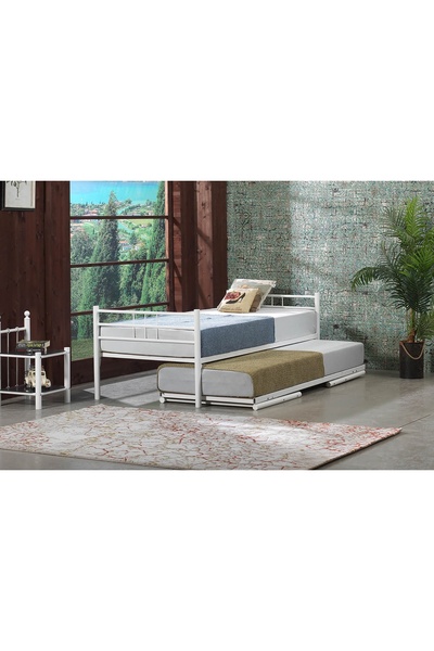 Vivense YAVRULU İKİZ METAL KARYOLA, BEYAZ, 90X200