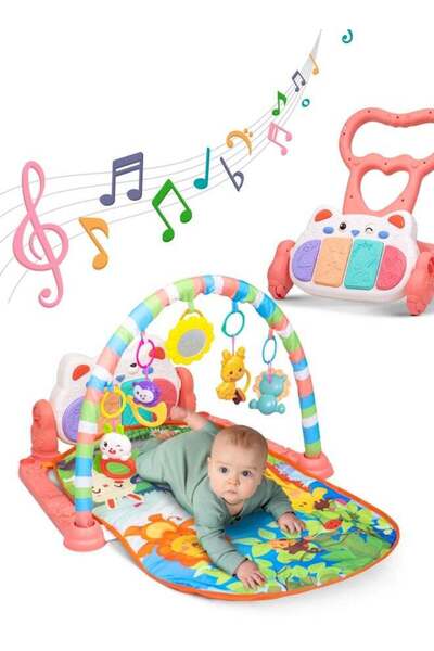 BAYBEE 2-in-1 Baby Play Gym with Rotating Piano, Crawling Mat & 5 Hanging Rat...
